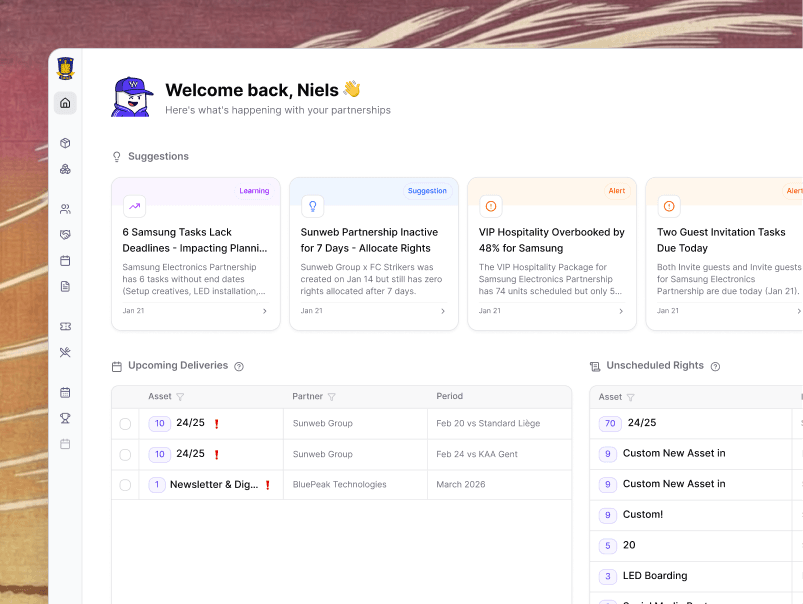 Hospitality and ticket management interface for commercial partners