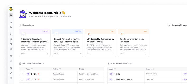 CRM and live inventory management dashboard for partnership teams