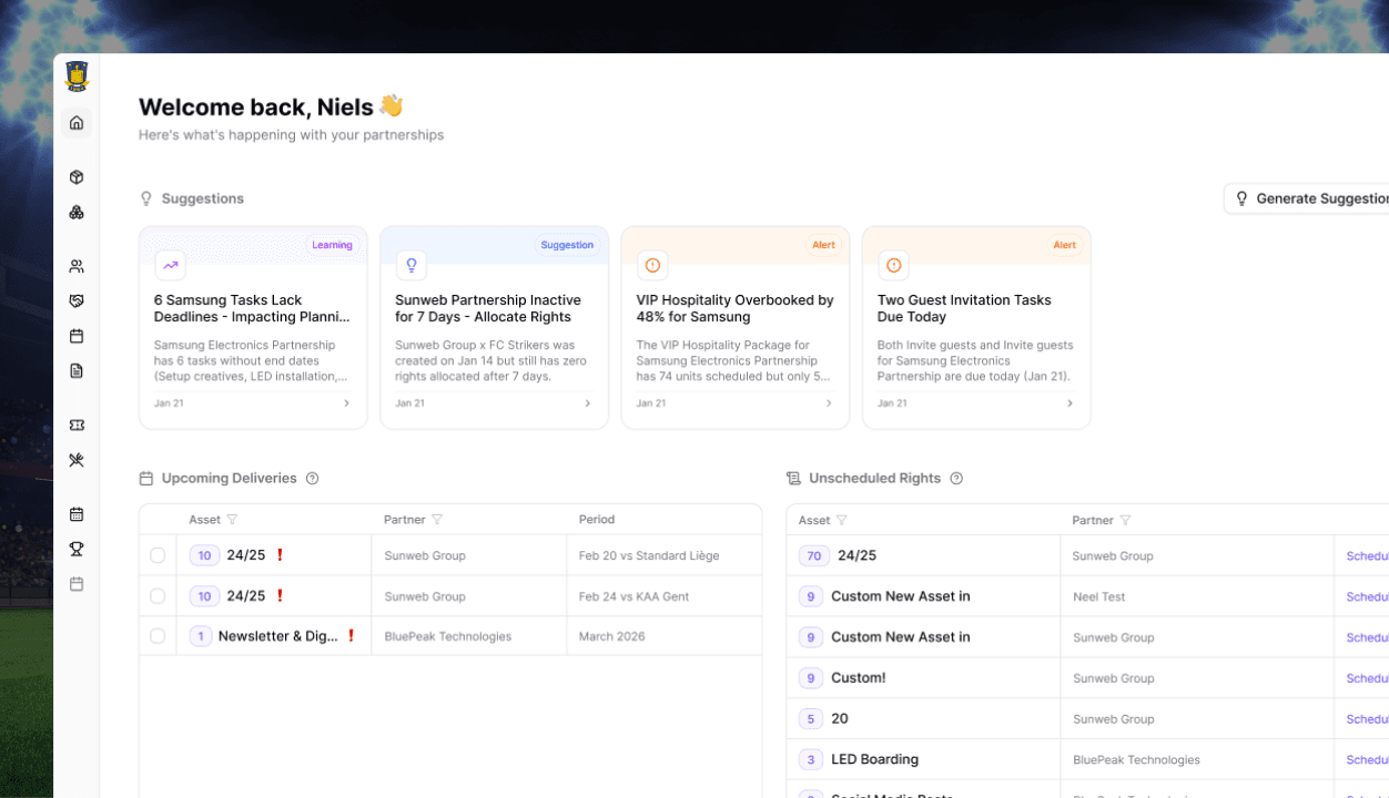 Privacy-safe fan data matching dashboard showing partnership ROI and revenue impact