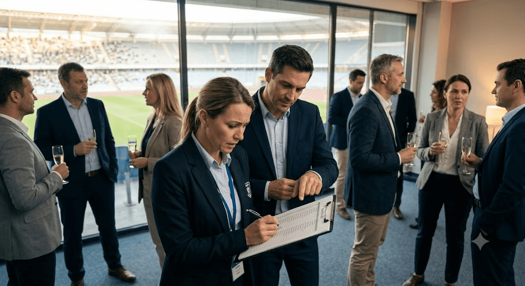 Sports club hospitality coordination overhead